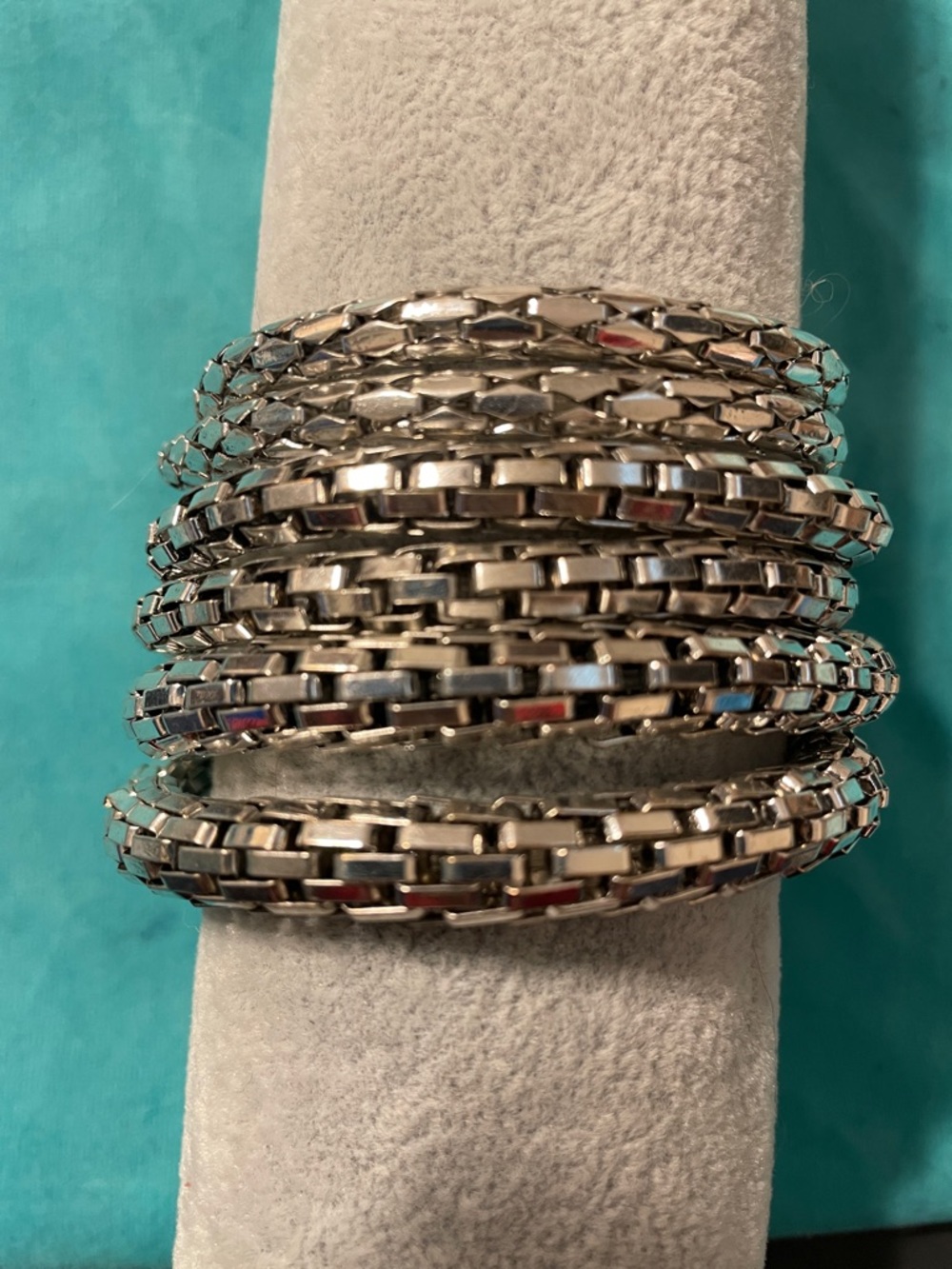 Silver Multi-Row Stretch Bracelet - Women Jewelry- Six Pieces